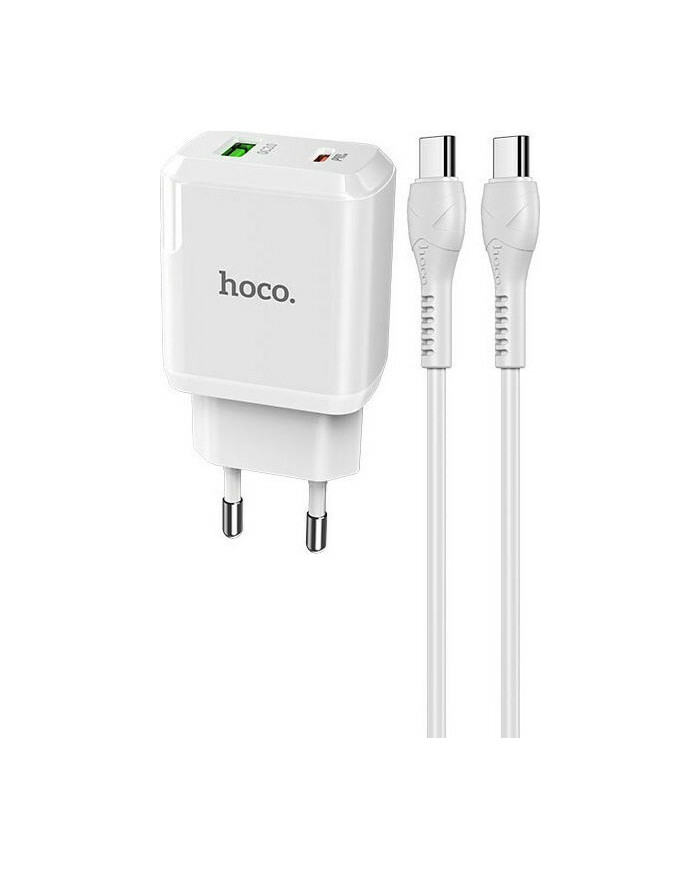 Hoco USB-C Cable & USB-C/USB-A Wall Adapter Λευκό (N5 Favor)