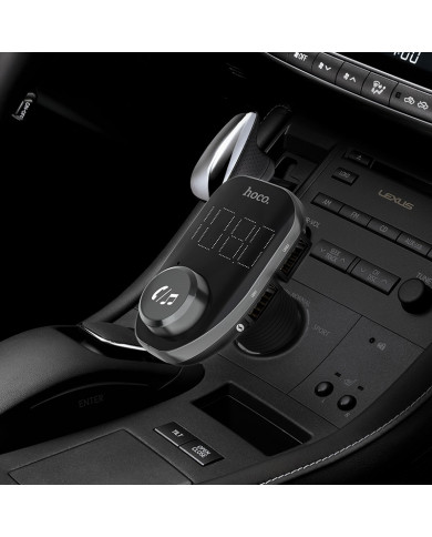Φορτιστής Αυτοκινήτου Hoco E45 Happy Route με Wireless FM Transmitter και 2 USB Θύρες Μαύρος
