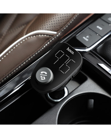 Φορτιστής Αυτοκινήτου Hoco E45 Happy Route με Wireless FM Transmitter και 2 USB Θύρες Μαύρος