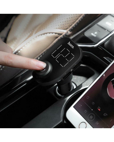 Φορτιστής Αυτοκινήτου Hoco E45 Happy Route με Wireless FM Transmitter και 2 USB Θύρες Μαύρος