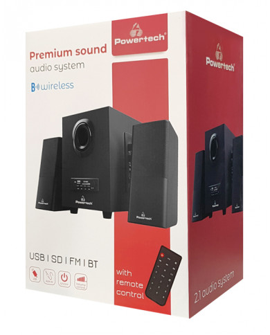 POWERTECH ηχεία Premium sound PT-846, 16W, USB/SD/FM/BT, remote, μαύρα
