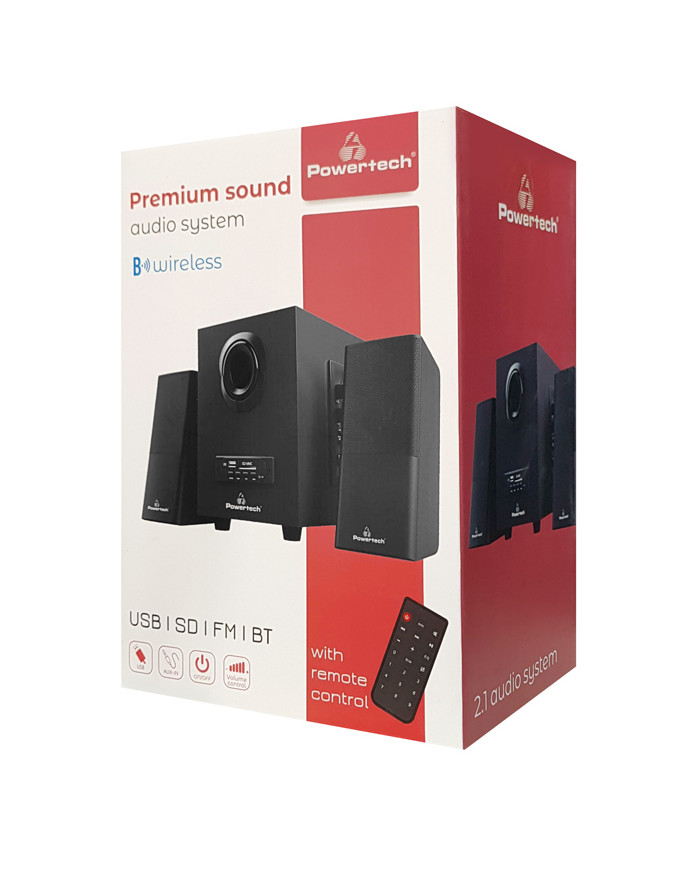 POWERTECH ηχεία Premium sound PT-846, 16W, USB/SD/FM/BT, remote, μαύρα
