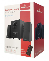 POWERTECH ηχεία Premium sound PT-846, 16W, USB/SD/FM/BT, remote, μαύρα