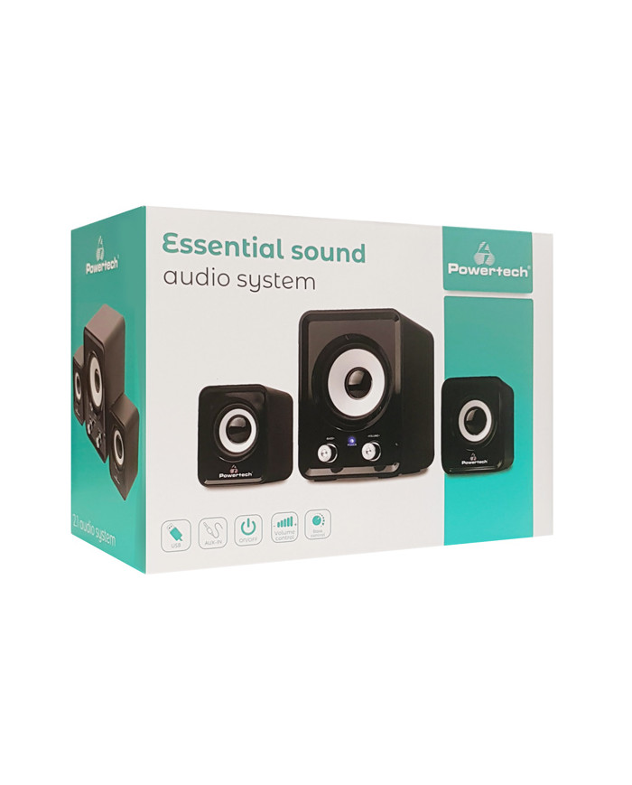 POWERTECH ηχεία Essential sound ,2.1, 5W + 2x 3W, 3.5mm, μαύρα