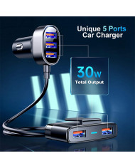 Joyroom Φορτιστής Αυτοκινήτου Μαύρος JR-CL03 6.2A με Θύρες: 5xUSB