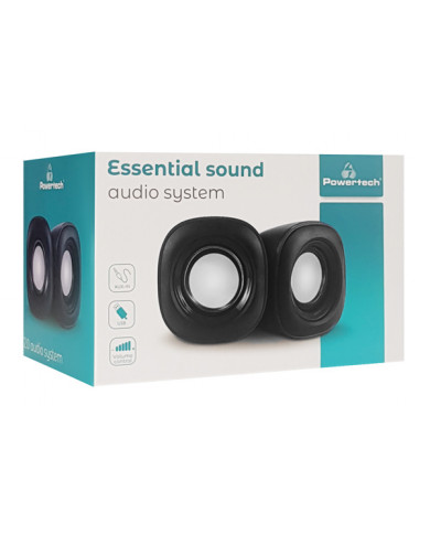 POWERTECH ηχεία Essential sound PT-844, 2x 3W, 3.5mm, μαύρα