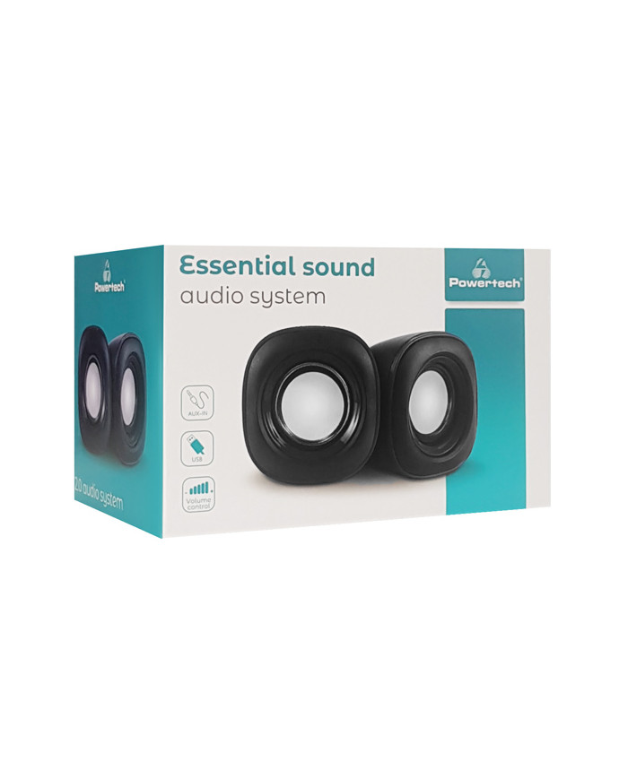 POWERTECH ηχεία Essential sound PT-844, 2x 3W, 3.5mm, μαύρα
