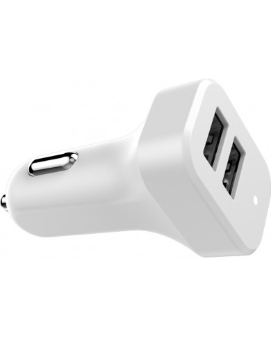 Powertech Φορτιστής Αυτοκινήτου Λευκός PT-799 2.1A με Θύρες: 2xUSB