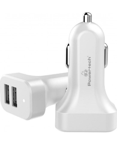 Powertech Φορτιστής Αυτοκινήτου Λευκός PT-799 2.1A με Θύρες: 2xUSB
