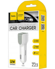 Hoco Φορτιστής Αυτοκινήτου Λευκός Z23 2.4A Γρήγορης Φόρτισης με Θύρες: 2xUSB