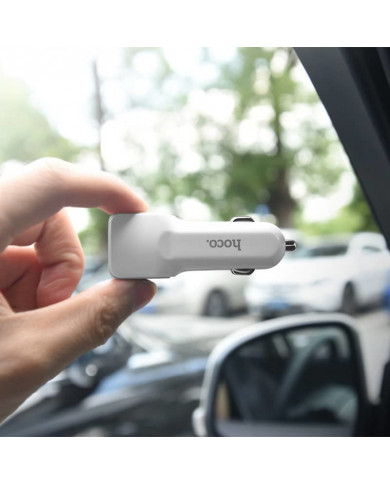 Hoco Φορτιστής Αυτοκινήτου Λευκός Z23 2.4A Γρήγορης Φόρτισης με Θύρες: 2xUSB