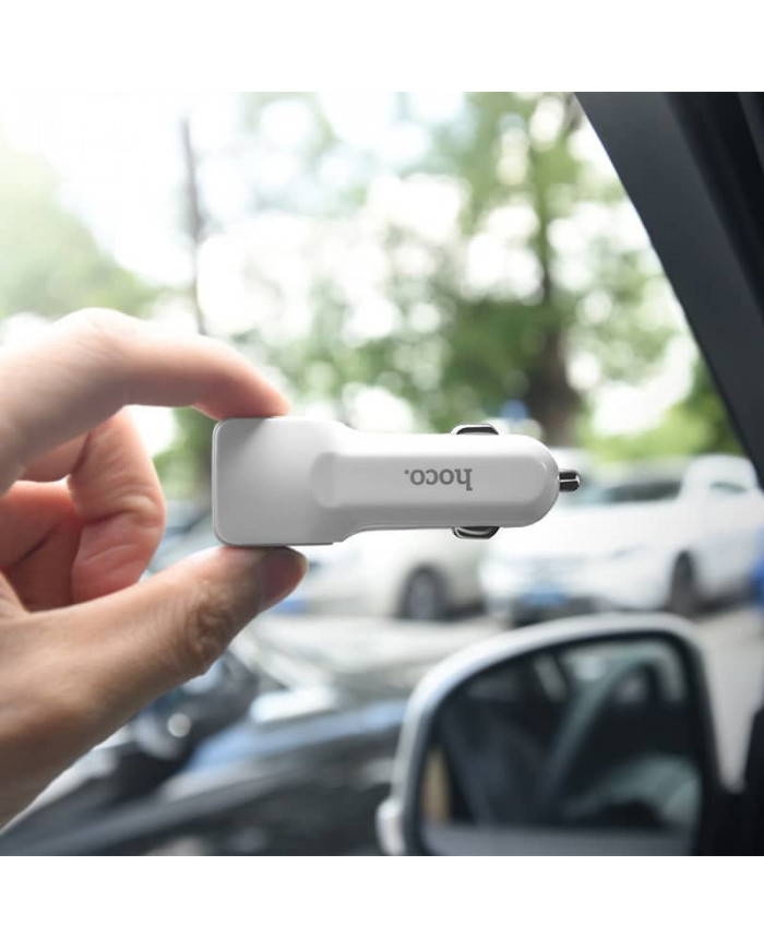 Hoco Φορτιστής Αυτοκινήτου Λευκός Z23 2.4A Γρήγορης Φόρτισης με Θύρες: 2xUSB