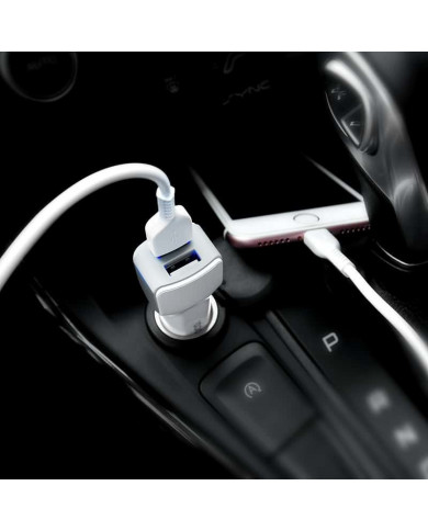 Hoco Φορτιστής Αυτοκινήτου Λευκός Z23 2.4A Γρήγορης Φόρτισης με Θύρες: 2xUSB