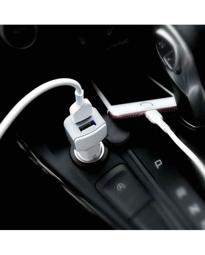 Hoco Φορτιστής Αυτοκινήτου Λευκός Z23 2.4A Γρήγορης Φόρτισης με Θύρες: 2xUSB