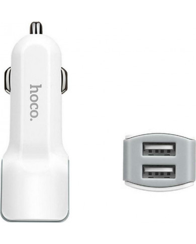 Hoco Φορτιστής Αυτοκινήτου Λευκός Z23 2.4A Γρήγορης Φόρτισης με Θύρες: 2xUSB