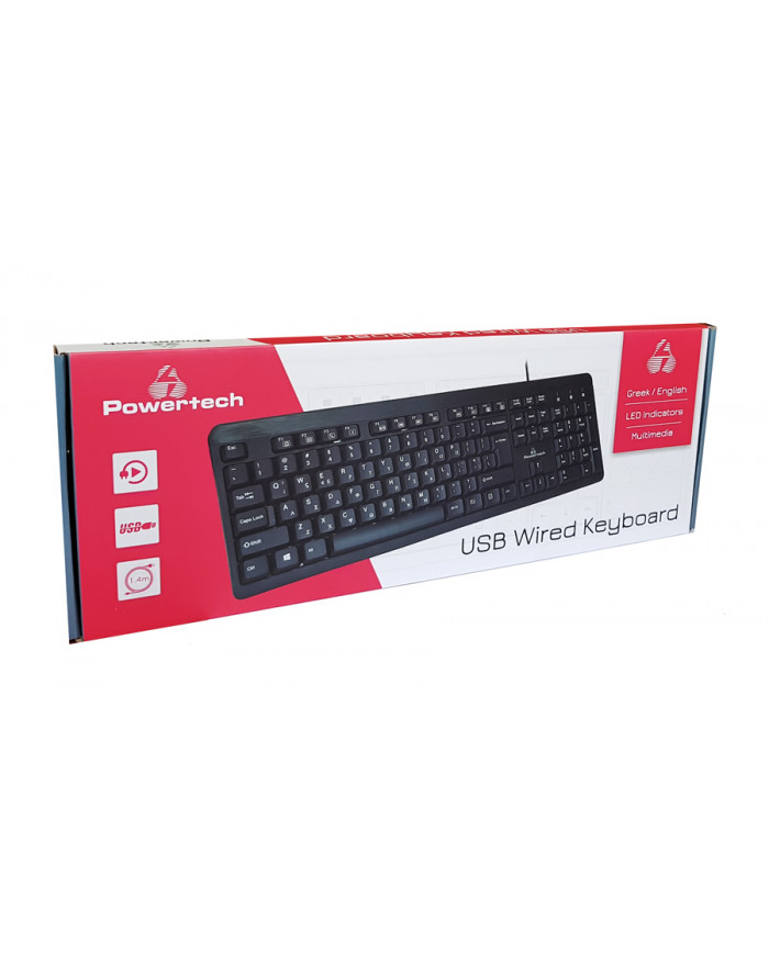 POWERTECH Πληκτρολόγιο PT-677, multimedia, ενσύρματο, μαύρο