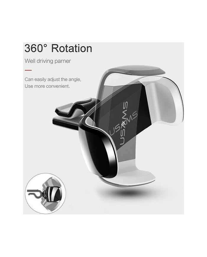 Usams Βάση Κινητού Αυτοκινήτου C-Series Μαύρο-Γκρι με Ρυθμιζόμενα Άγκιστρα