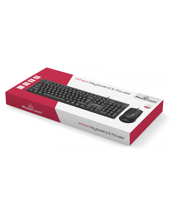 POWERTECH set ποντίκι & πληκτρολόγιο PT-955, ενσύρματο, 1600dpi, μαύρο