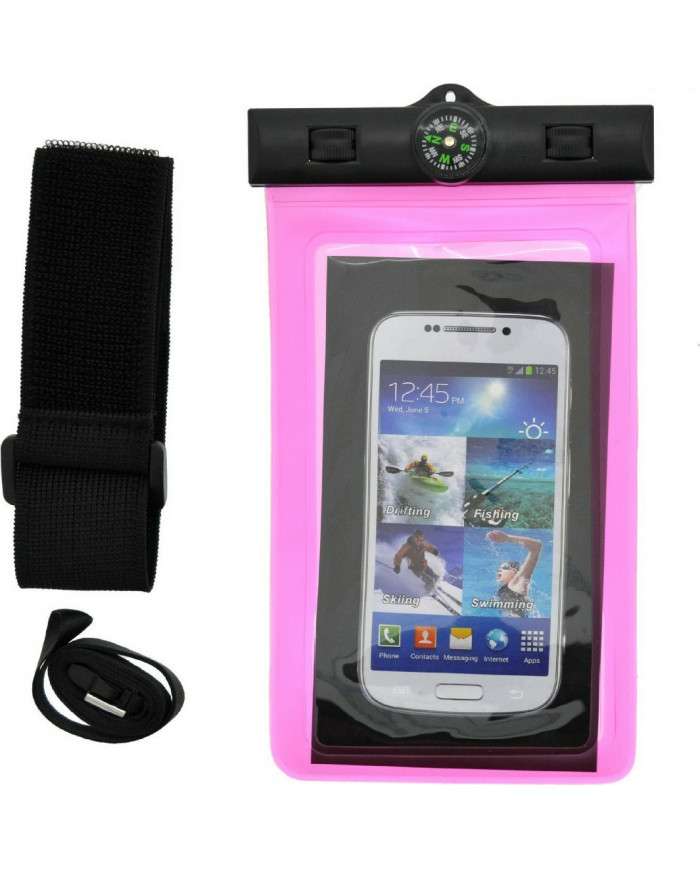 Ancus Θήκη Αδιάβροχη με Κορδόνι και Πυξίδα έως 4.0-6.0" (Ροζ)