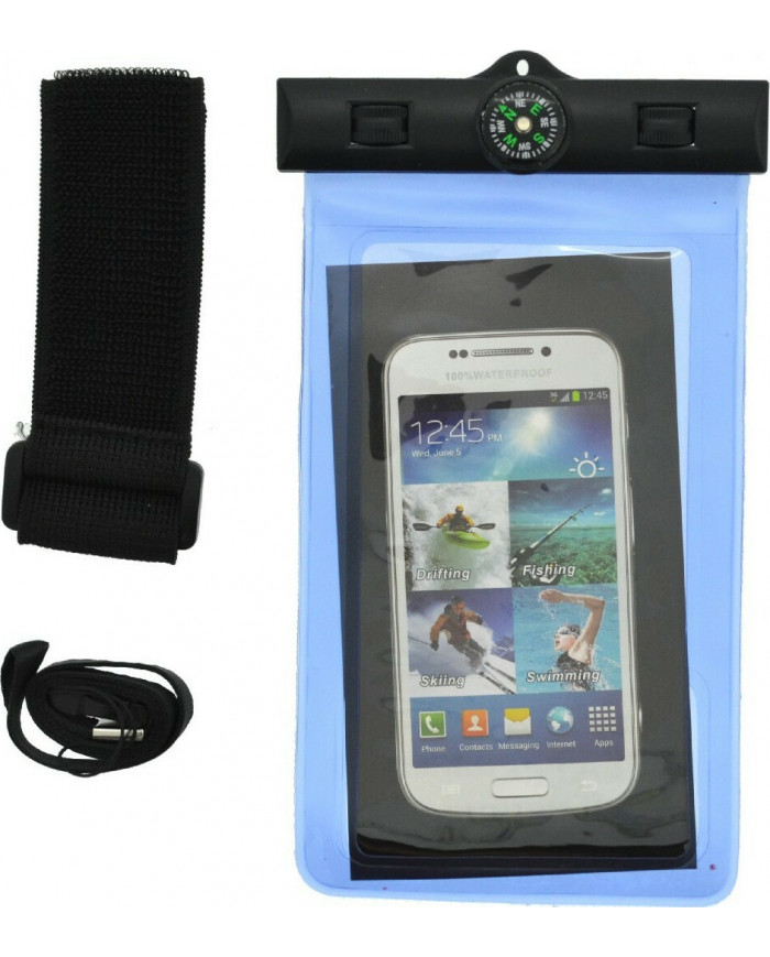 Ancus Θήκη Αδιάβροχη με Κορδόνι και Πυξίδα έως 4.0-6.0" (Μπλε)